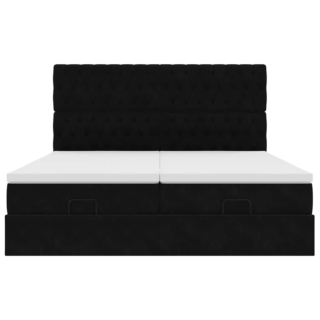 Οθωμανικό κρεβάτι με στρώματα Μαύρο 160x200cm Velvet