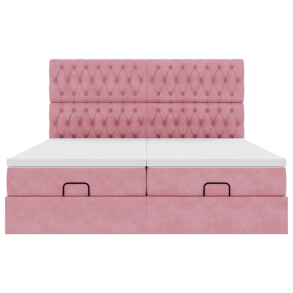 Οθωμανικό κρεβάτι με στρώματα ροζ 180x200cm Velvet - Pakobazaar