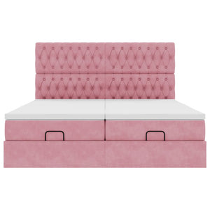 Οθωμανικό κρεβάτι με στρώματα ροζ 180x200cm Velvet - Pakobazaar
