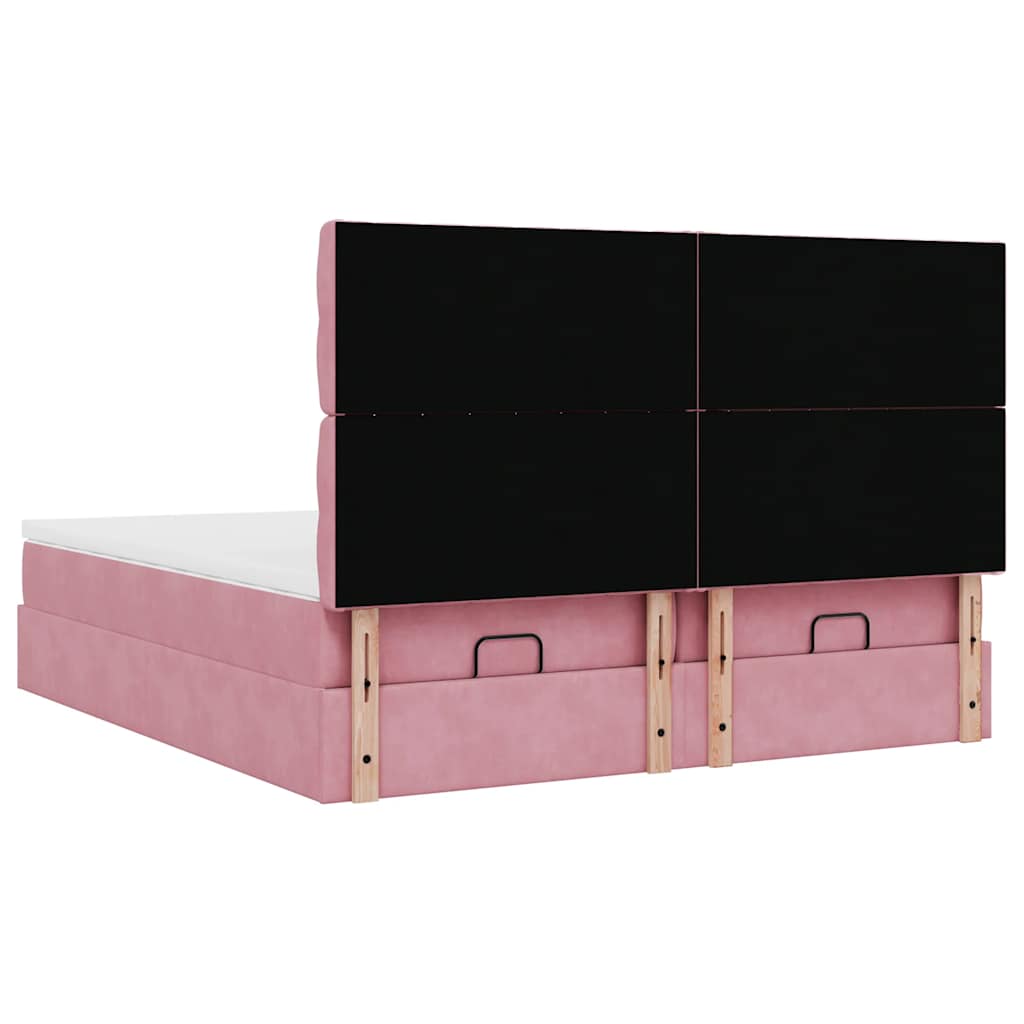 Οθωμανικό κρεβάτι με στρώματα ροζ 180x200cm Velvet - Pakobazaar