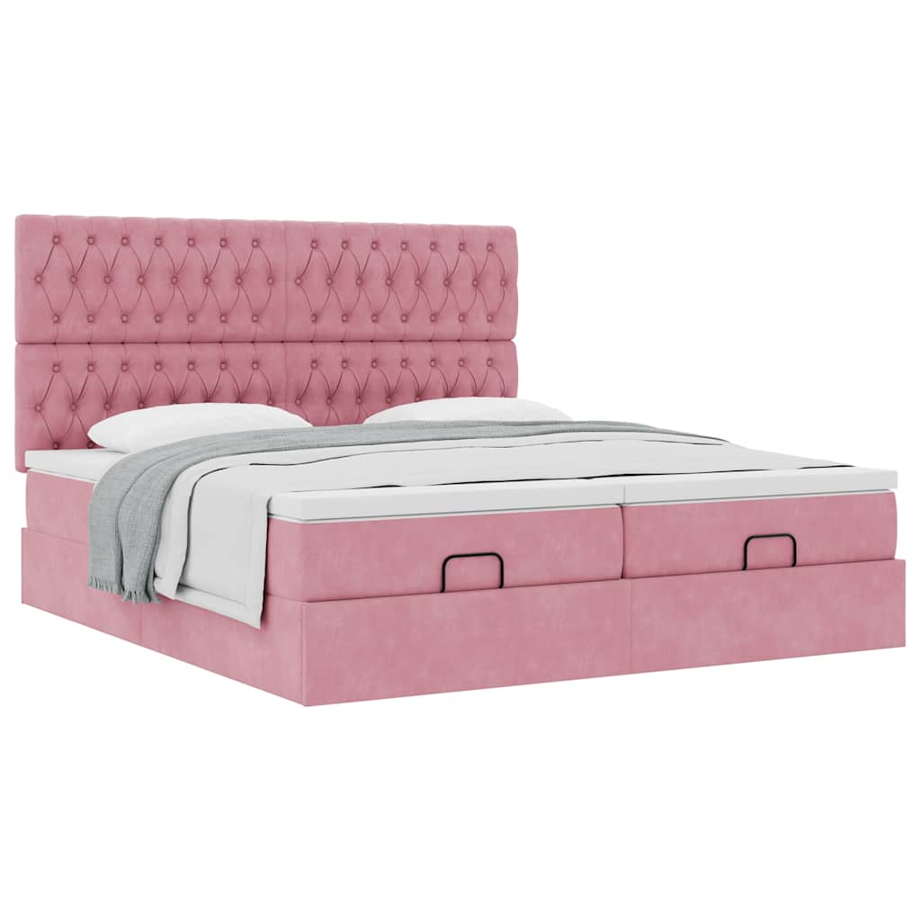 Οθωμανικό κρεβάτι με στρώματα ροζ 200x200cm Velvet - Pakobazaar