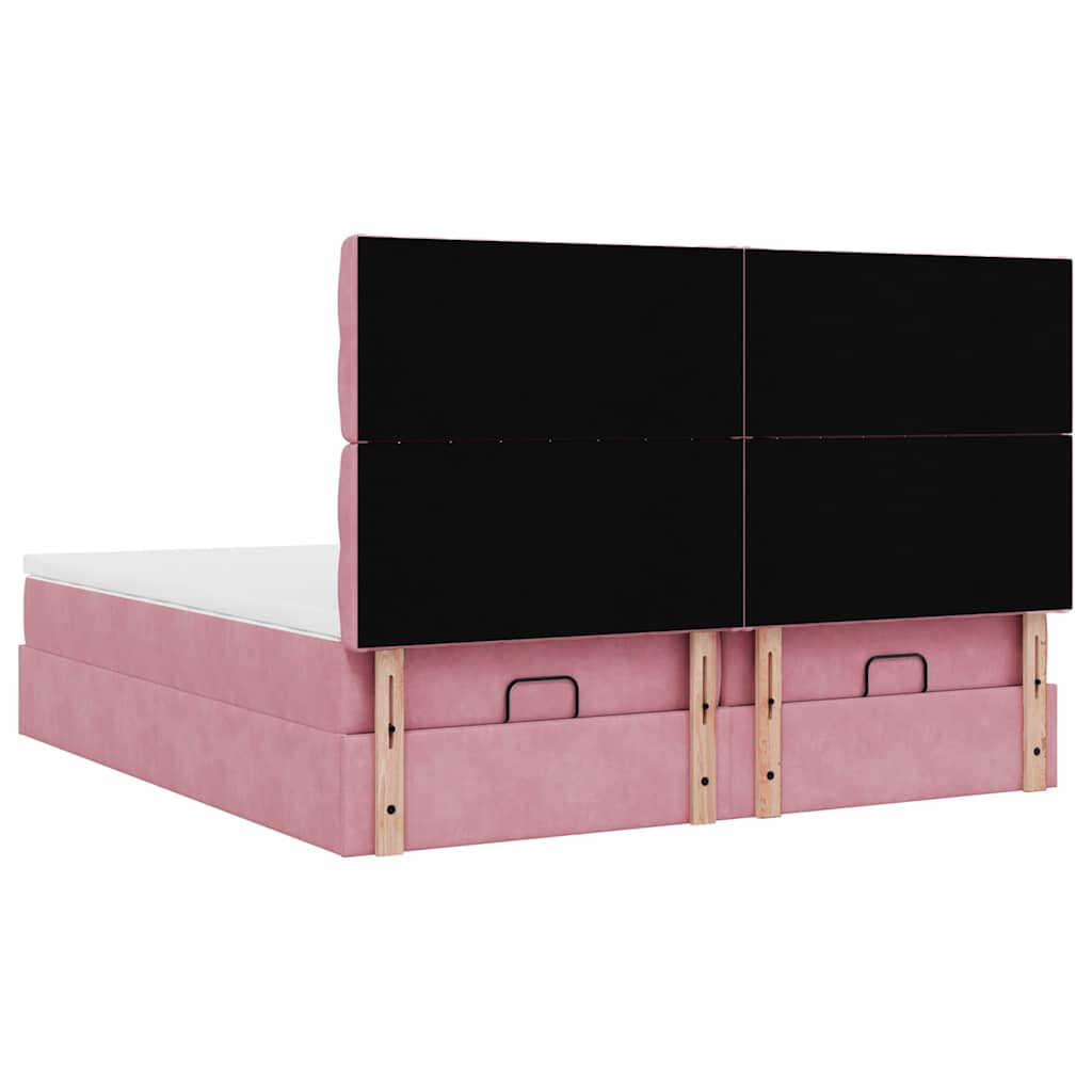 Οθωμανικό κρεβάτι με στρώματα ροζ 200x200cm Velvet - Pakobazaar
