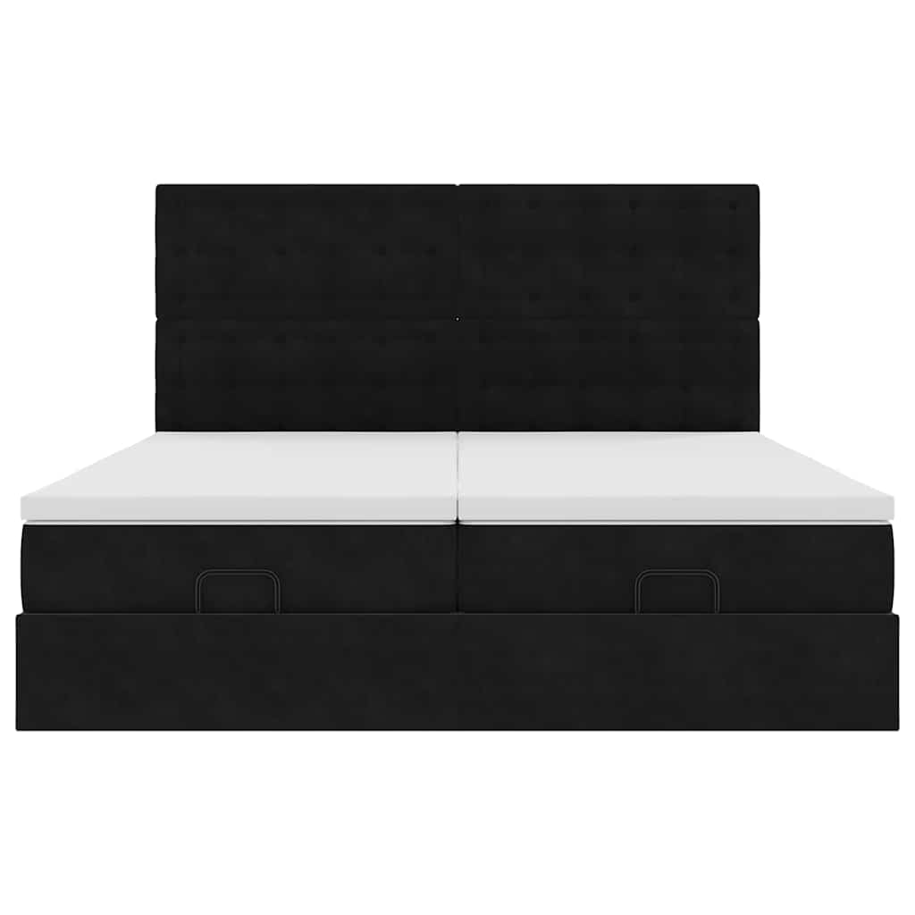 Οθωμανικό κρεβάτι με στρώματα Μαύρο 180x200cm Velvet