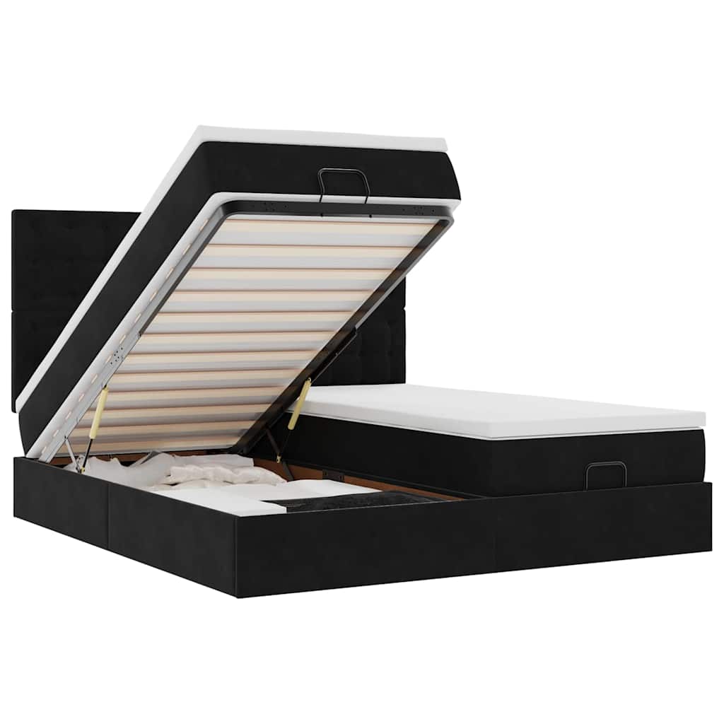 Οθωμανικό κρεβάτι με στρώματα Μαύρο 200x200cm Velvet