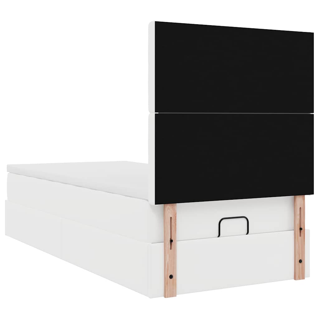 Οθωμανικό κρεβάτι με στρώμα & LEDs Λευκό 90x190cm Faux Leather - Pakobazaar