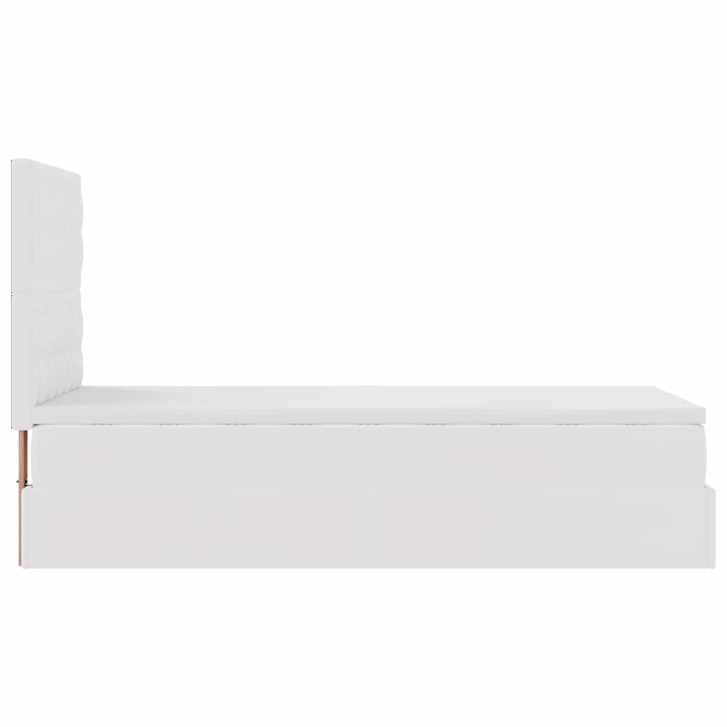 Οθωμανικό κρεβάτι με στρώμα & LEDs Λευκό 90x190cm Faux Leather - Pakobazaar