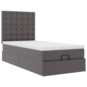 Οθωμανικό κρεβάτι με στρώμα & LEDs Grey 90x190cm Faux Leather - Pakobazaar