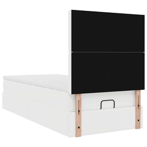 Οθωμανικό κρεβάτι με στρώμα & LEDs Λευκό 90x200cm Faux Leather - Pakobazaar