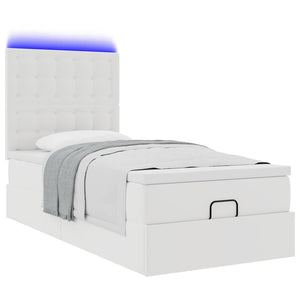 Οθωμανικό κρεβάτι με στρώμα & LEDs Λευκό 90x200cm Faux Leather - Pakobazaar