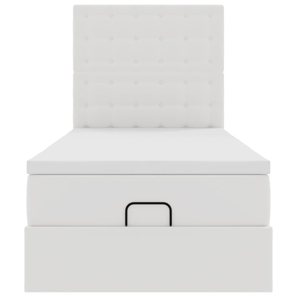 Οθωμανικό κρεβάτι με στρώμα & LEDs Λευκό 90x200cm Faux Leather - Pakobazaar