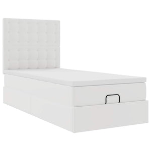 Οθωμανικό κρεβάτι με στρώμα & LEDs Λευκό 100x200cm Faux Leather - Pakobazaar
