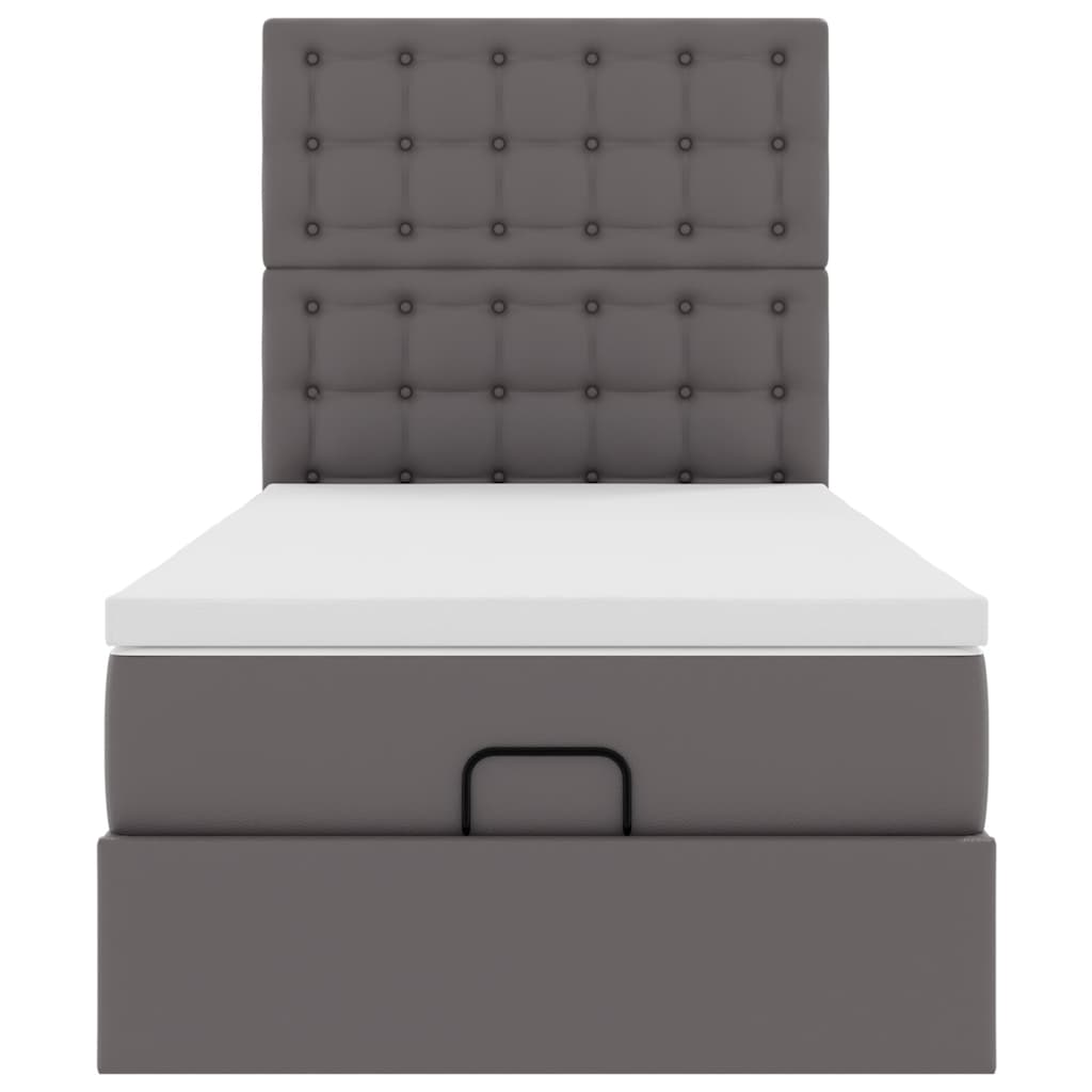 Οθωμανικό κρεβάτι με στρώμα & LEDs Grey 100x200cm Faux Leather - Pakobazaar