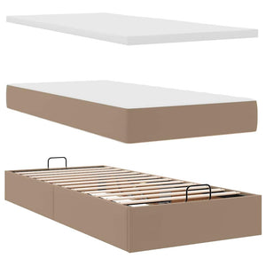 Οθωμανικό κρεβάτι με στρώμα & LEDs Cappucino Faux Leather - Pakobazaar