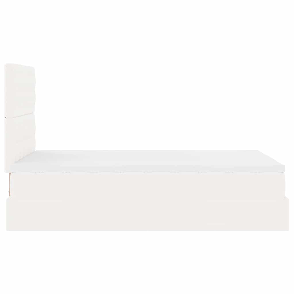 Οθωμανικό κρεβάτι με στρώμα & LEDs Λευκό 120x190cm Faux Leather - Pakobazaar