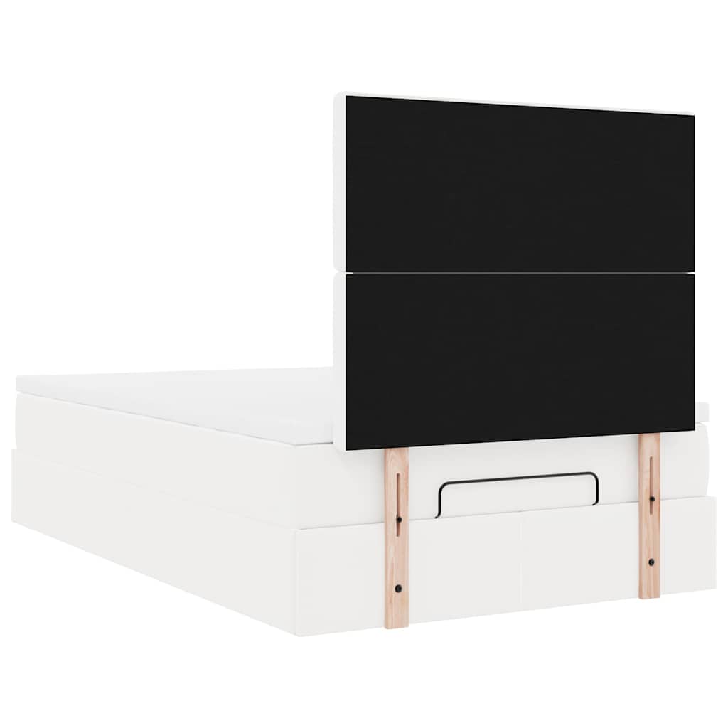 Οθωμανικό κρεβάτι με στρώμα & LEDs Λευκό 120x190cm Faux Leather - Pakobazaar