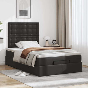 Οθωμανικό κρεβάτι με στρώμα & LEDs Μαύρο 120x200cm Faux Leather - Pakobazaar