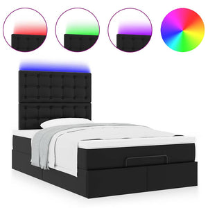 Οθωμανικό κρεβάτι με στρώμα & LEDs Μαύρο 120x200cm Faux Leather - Pakobazaar