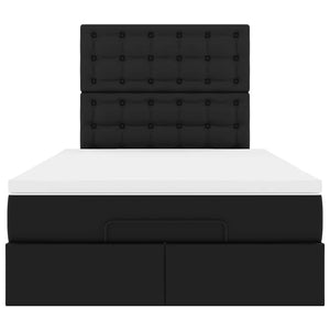 Οθωμανικό κρεβάτι με στρώμα & LEDs Μαύρο 120x200cm Faux Leather - Pakobazaar
