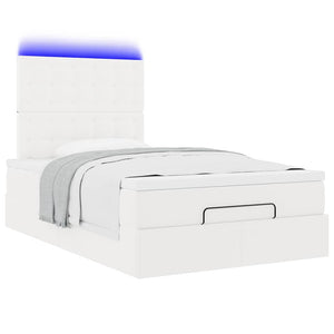 Οθωμανικό κρεβάτι με στρώμα & LEDs Λευκό 120x200cm Faux Leather - Pakobazaar