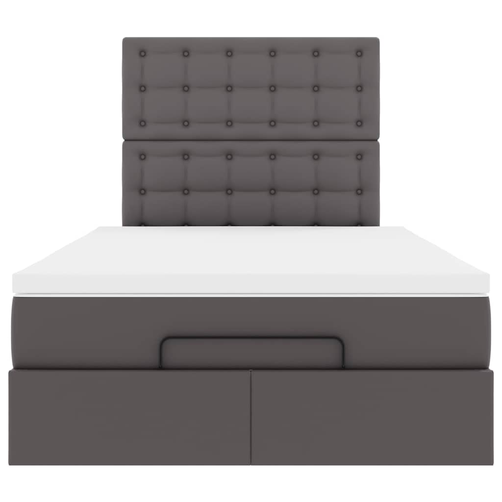 Οθωμανικό κρεβάτι με στρώμα & LEDs Γκρι 120x200cm Faux Leather - Pakobazaar