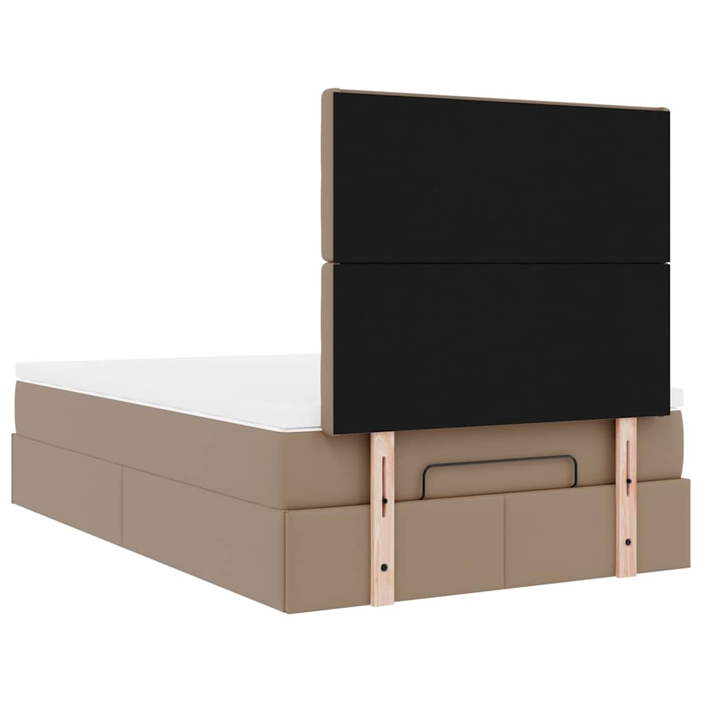 Οθωμανικό κρεβάτι με στρώμα & LEDs Cappucino Faux Leather - Pakobazaar