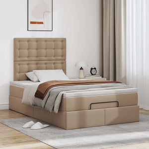 Οθωμανικό κρεβάτι με στρώμα & LEDs Cappucino Faux Leather - Pakobazaar