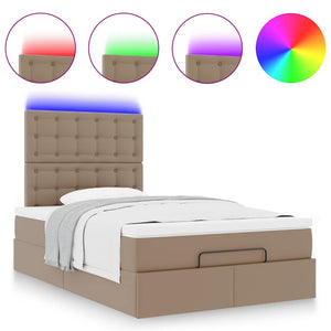 Οθωμανικό κρεβάτι με στρώμα & LEDs Cappucino Faux Leather - Pakobazaar