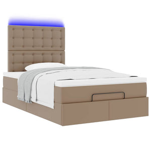 Οθωμανικό κρεβάτι με στρώμα & LEDs Cappucino Faux Leather - Pakobazaar