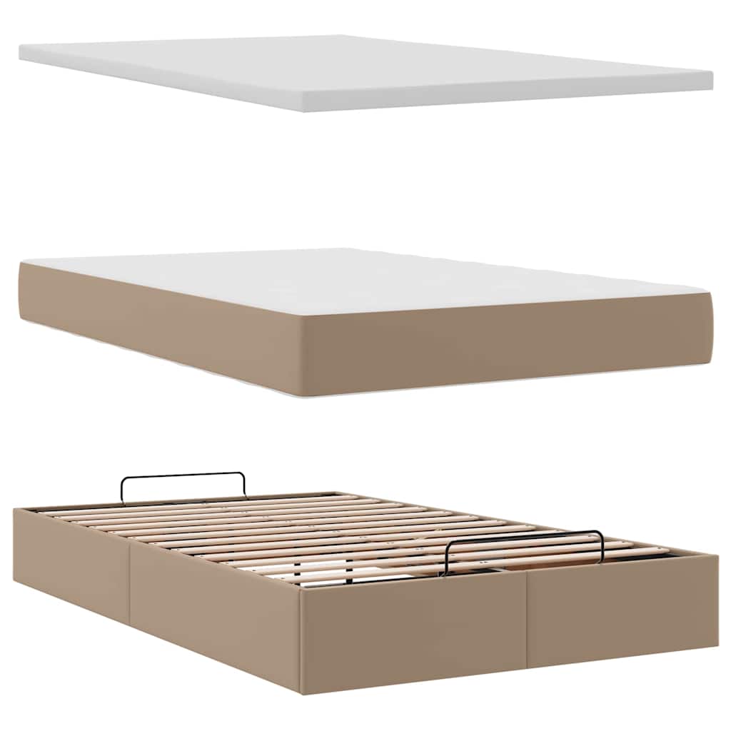 Οθωμανικό κρεβάτι με στρώμα & LEDs Cappucino Faux Leather - Pakobazaar
