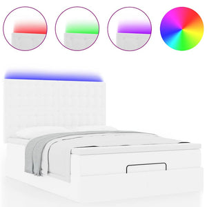 Οθωμανικό κρεβάτι με στρώμα & LEDs Λευκό Συνθετικό δέρμα - Pakobazaar