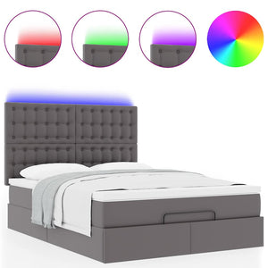 Οθωμανικό κρεβάτι με στρώμα & LEDs Γκρί Συνθετικό δέρμα - Pakobazaar
