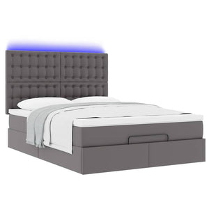 Οθωμανικό κρεβάτι με στρώμα & LEDs Γκρί Συνθετικό δέρμα - Pakobazaar