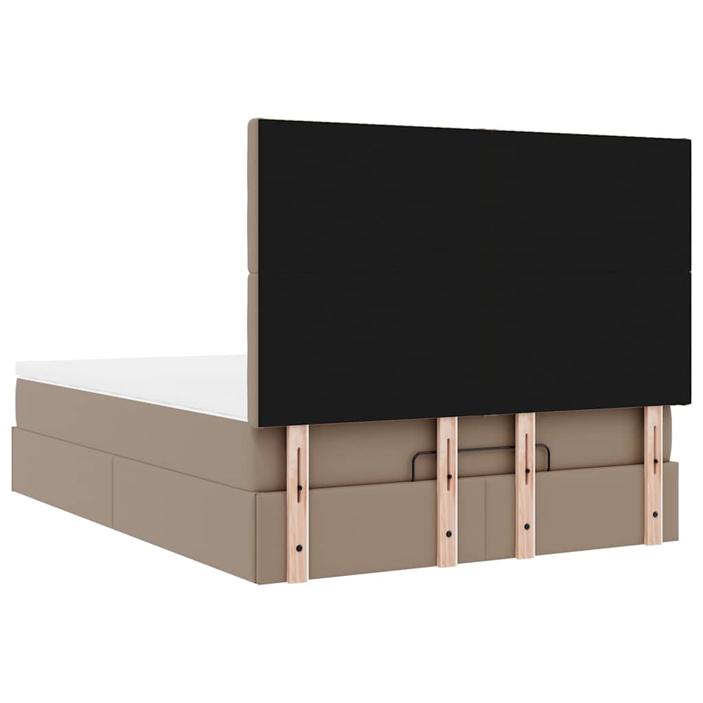 Κρεβάτι-Μονό κρεβάτι με στρώμα και LED Cappucino 140x190 εκ. από τεχνητό δέρμα - Pakobazaar
