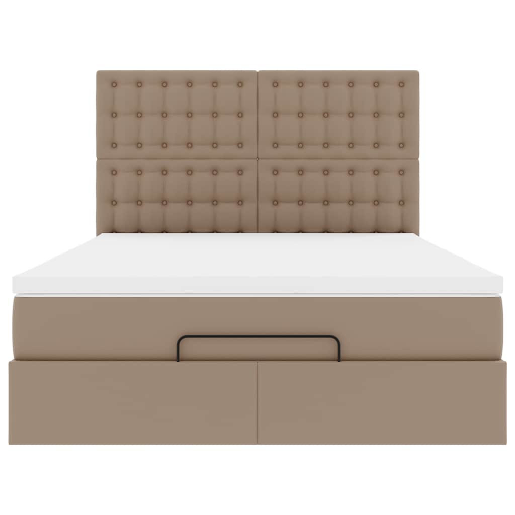 Κρεβάτι-Μονό κρεβάτι με στρώμα και LED Cappucino 140x190 εκ. από τεχνητό δέρμα - Pakobazaar
