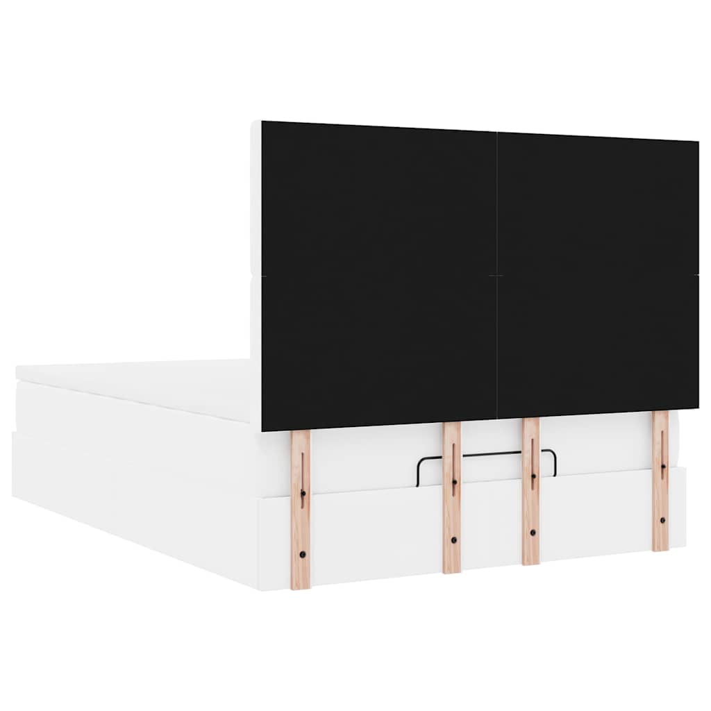 Οθωμανικό κρεβάτι με στρώμα & LEDs Λευκό 140x200cm Faux Leather - Pakobazaar