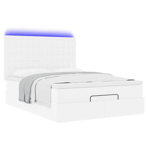 Οθωμανικό κρεβάτι με στρώμα & LEDs Λευκό 140x200cm Faux Leather - Pakobazaar
