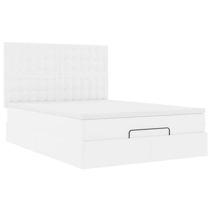 Οθωμανικό κρεβάτι με στρώμα & LEDs Λευκό 140x200cm Faux Leather - Pakobazaar