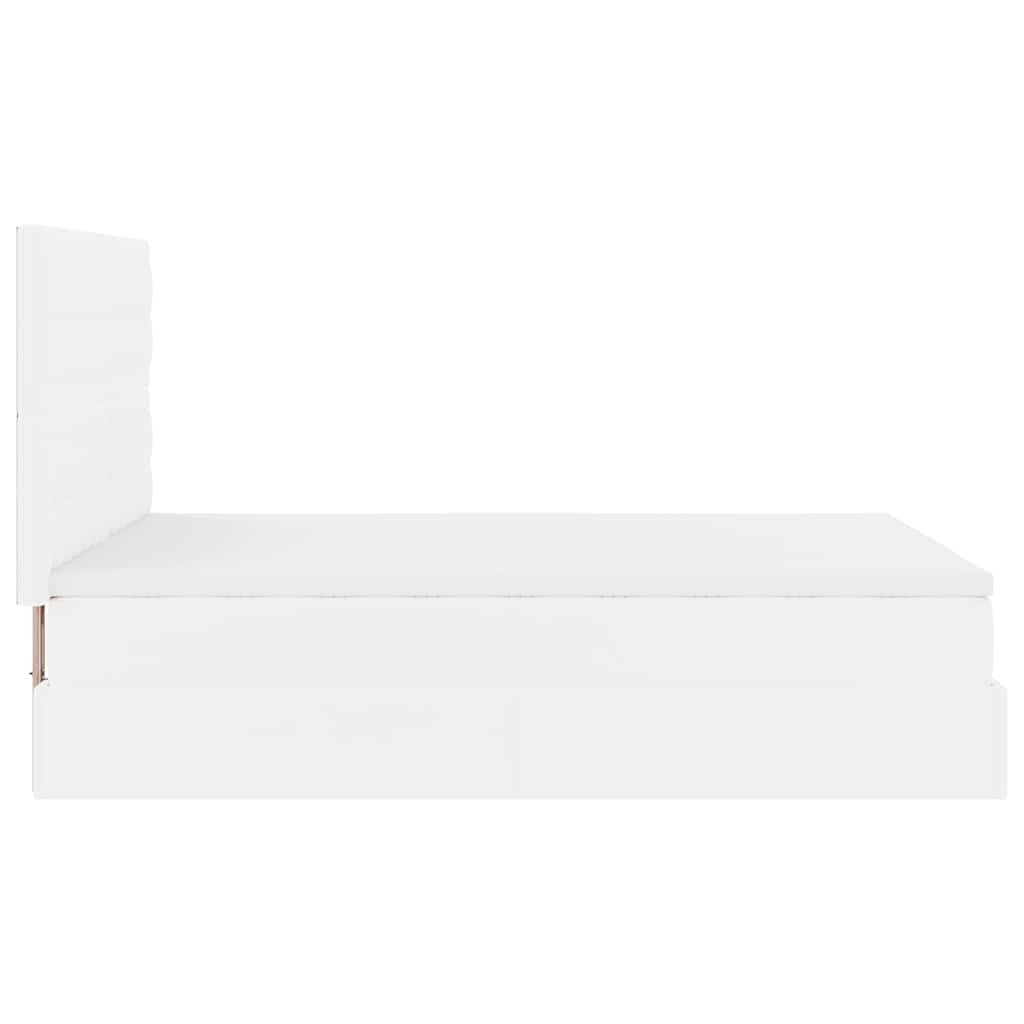 Οθωμανικό κρεβάτι με στρώμα & LEDs Λευκό 140x200cm Faux Leather - Pakobazaar