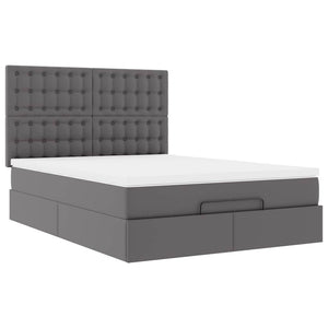 Οθωμανικό κρεβάτι με στρώμα & LEDs Grey 140x200cm Faux Leather - Pakobazaar