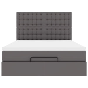 Οθωμανικό κρεβάτι με στρώμα & LEDs Grey 140x200cm Faux Leather - Pakobazaar