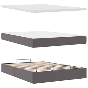 Οθωμανικό κρεβάτι με στρώμα & LEDs Grey 140x200cm Faux Leather - Pakobazaar
