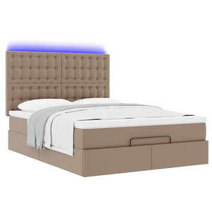 Οθωμανικό κρεβάτι με στρώμα & LEDs Cappucino Faux Leather - Pakobazaar