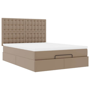Οθωμανικό κρεβάτι με στρώμα & LEDs Cappucino Faux Leather - Pakobazaar