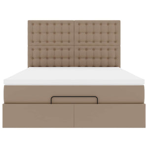 Οθωμανικό κρεβάτι με στρώμα & LEDs Cappucino Faux Leather - Pakobazaar