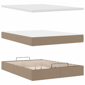 Οθωμανικό κρεβάτι με στρώμα & LEDs Cappucino Faux Leather - Pakobazaar