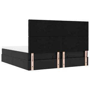 Οθωμανικό κρεβάτι με στρώμα & LEDs Μαύρο 160x200cm Faux Leather - Pakobazaar