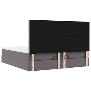 Οθωμανικό κρεβάτι με στρώμα & LEDs Grey 160x200cm Faux Leather