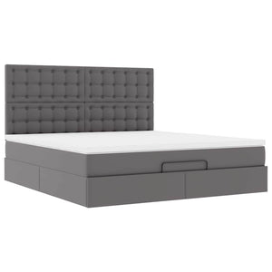 Οθωμανικό κρεβάτι με στρώμα & LEDs Grey 160x200cm Faux Leather