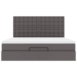 Οθωμανικό κρεβάτι με στρώμα & LEDs Grey 160x200cm Faux Leather