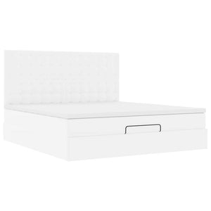Οθωμανικό κρεβάτι με στρώμα & LEDs Λευκό 180x200cm Faux Leather